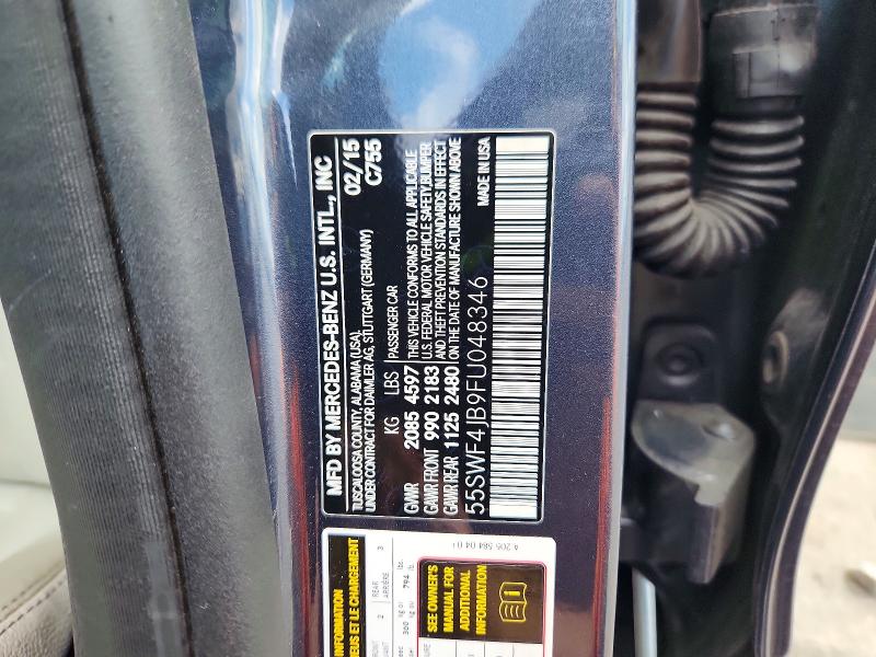 64301176 :رقم المزاد ، 55SWF4JB9FU048346 vin ، 2015 Mercedes-benz C مزاد بيع