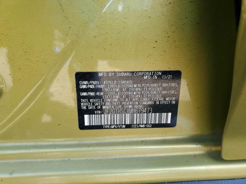 Aukcja sprzedaży 2021 Subaru Crosstrek, vin: JF2GTHSCXMH679473, numer aukcji: 66739606