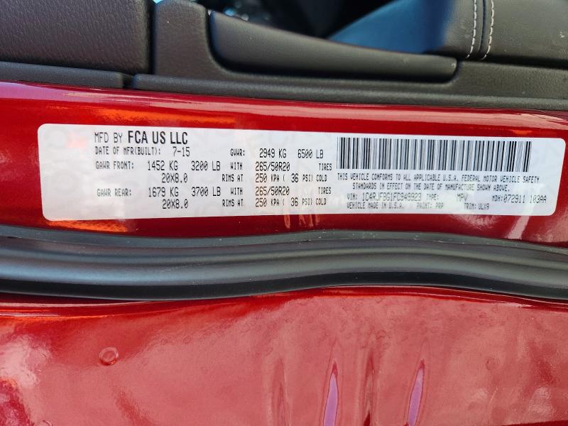Продаж на аукціоні авто 2015 Jeep Grand Cherokee, vin: 1C4RJFBG1FC949923, номер лоту: 62985046