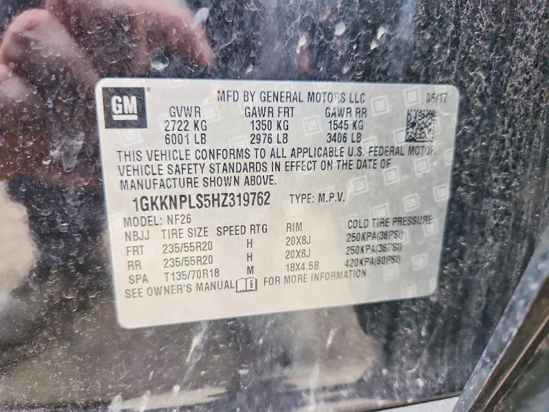 Aukcja sprzedaży 2017 Gmc Acadia, vin: 1GKKNPLS5HZ319762, numer aukcji: 66528456