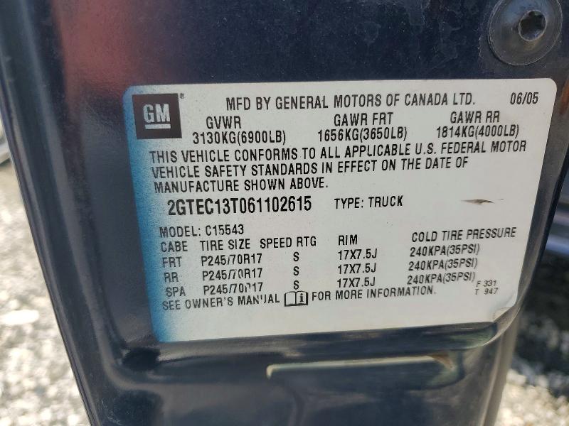 Aukcja sprzedaży 2006 Gmc New Sierra, vin: 2GTEC13T061102615, numer aukcji: 63947026