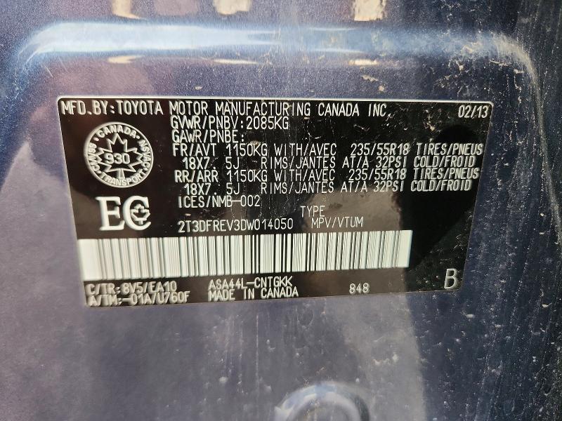 Продаж на аукціоні авто 2013 Toyota Rav4, vin: 2T3FREV3DW014050, номер лоту: 64375446