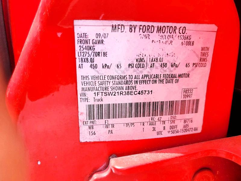 Aukcja sprzedaży 2008 Ford F250, vin: 1FTSW21R38EC45731, numer aukcji: 63229016