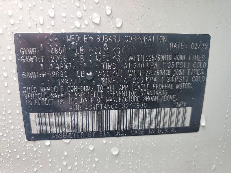 Продажа на аукционе авто 2025 Subaru Outback, vin: 4S4BTANC4S3217900, номер лота: 63884846