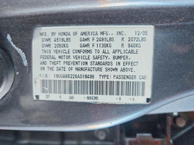 67467526 :رقم المزاد ، 19UUA66226A018496 vin ، 2006 Acura 3.2tl مزاد بيع