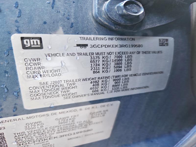 65999136 :رقم المزاد ، 3GCPDKEK3RG199580 vin ، 2024 Chevrolet Silverado مزاد بيع