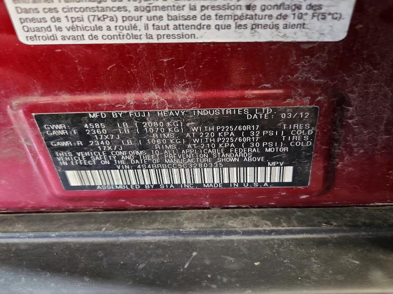 Aukcja sprzedaży 2012 Subaru Outback, vin: 4S4BRBCC5C3280335, numer aukcji: 65545956
