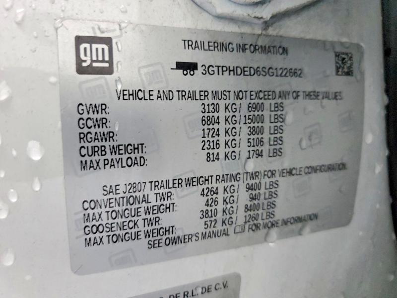 Aukcja sprzedaży 2025 Gmc Sierra, vin: 3GTPHDED6SG122662, numer aukcji: 63512716