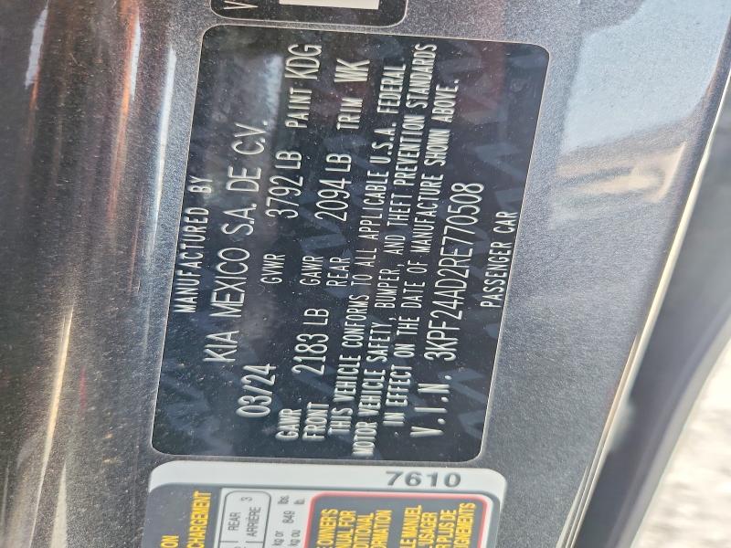 Aukcja sprzedaży 2024 Kia Forte, vin: 3KPF24AD2RE770508, numer aukcji: 65152586