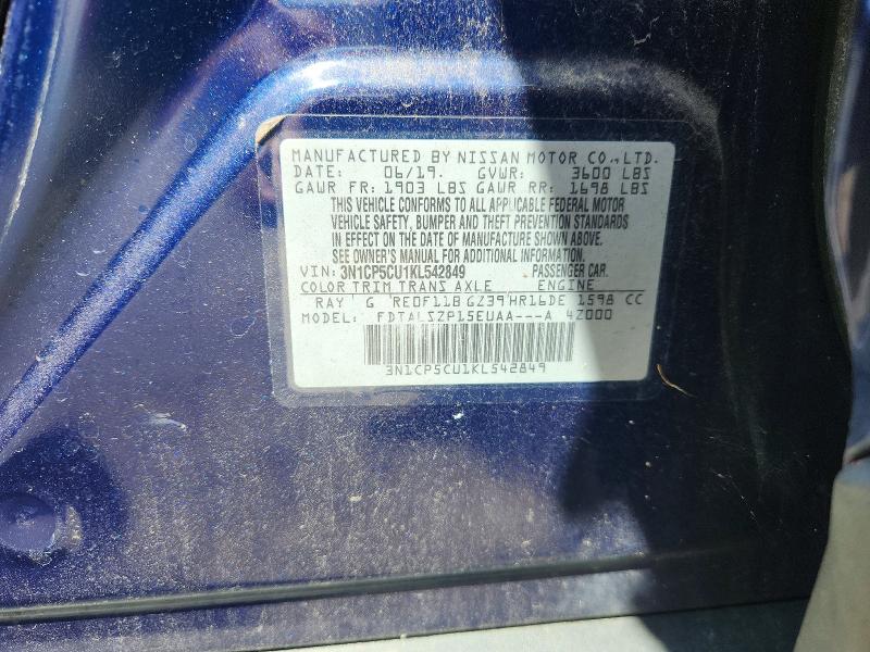 Продажа на аукционе авто 2019 Nissan Kicks, vin: 3N1CP5CU1KL542849, номер лота: 65282616