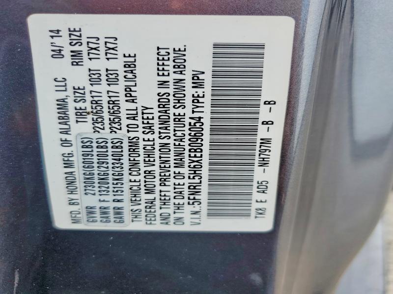 Aukcja sprzedaży 2014 Honda Odyssey, vin: 5FNRL5H6XEB096054, numer aukcji: 65094496
