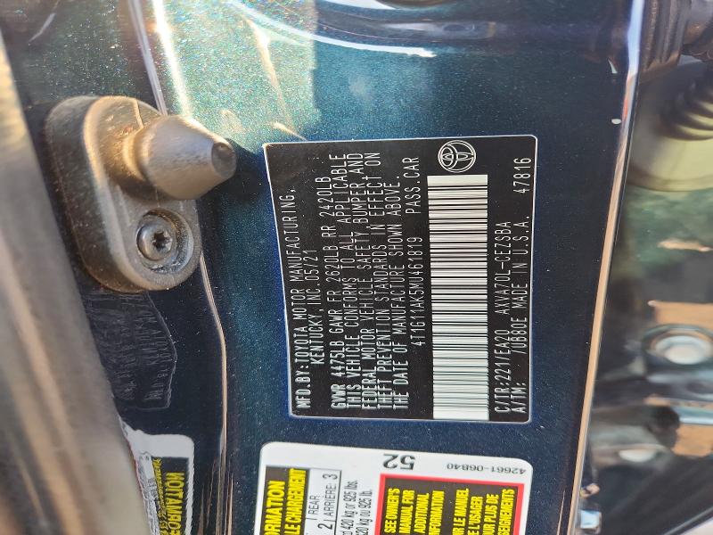 65281716 :رقم المزاد ، 4T1G11AK5MU461819 vin ، 2021 Toyota Camry مزاد بيع