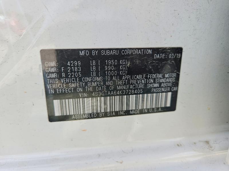 Aukcja sprzedaży 2019 Subaru Impreza, vin: 4S3GTAA64K3728405, numer aukcji: 64031076