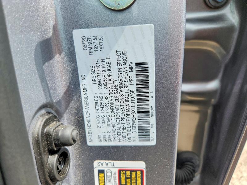2020 Honda Cr-v მანქანა იყიდება აუქციონზე, vin: 5J6RW2H9XLL019768, აუქციონის ნომერი: 65414806