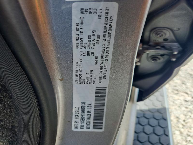 2022 Ram 1500 მანქანა იყიდება აუქციონზე, vin: 1C6SRFFT6NN420138, აუქციონის ნომერი: 64547356