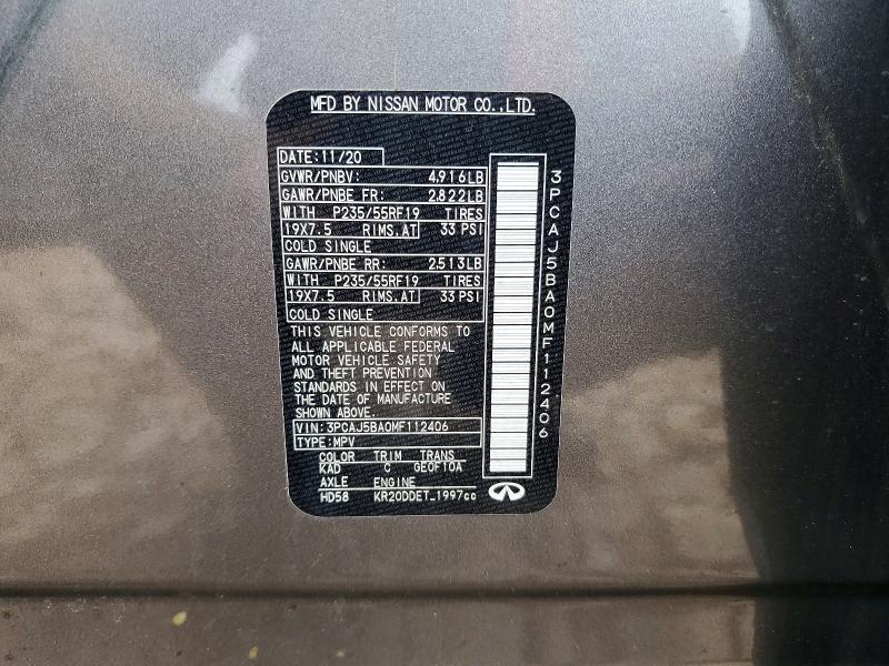 Продажа на аукционе авто 2021 Infiniti Qx50, vin: 3PCAJ5BA0MF112406, номер лота: 62392566