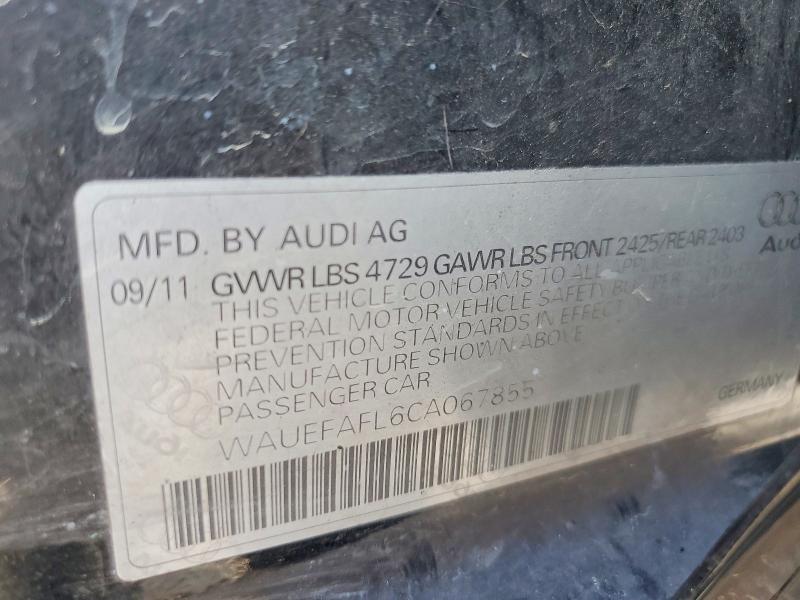 Aukcja sprzedaży 2012 Audi A4, vin: WAUEFAFL6CA067855, numer aukcji: 67098946