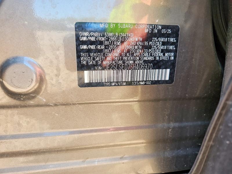 63507486 :رقم المزاد ، JF2SLSED7SH406970 vin ، 2025 Subaru Forester مزاد بيع
