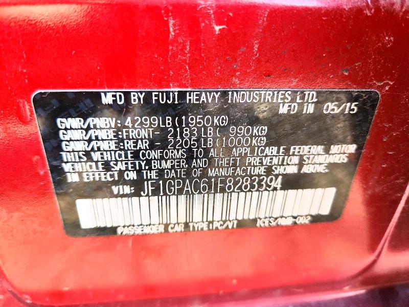 65364176 :رقم المزاد ، JF1GPAC61F8283394 vin ، 2015 Subaru Impreza مزاد بيع