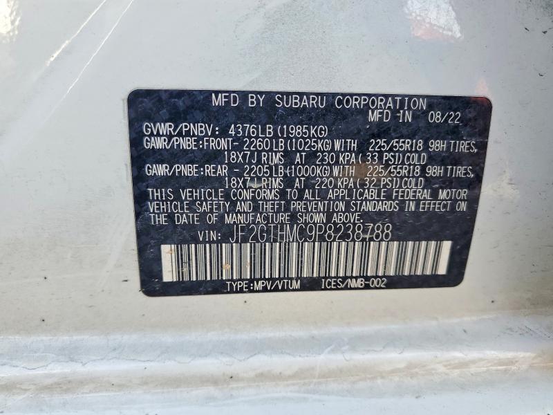 64162826 :رقم المزاد ، JF2GTHMC9P8238788 vin ، 2023 Subaru Crosstrek مزاد بيع