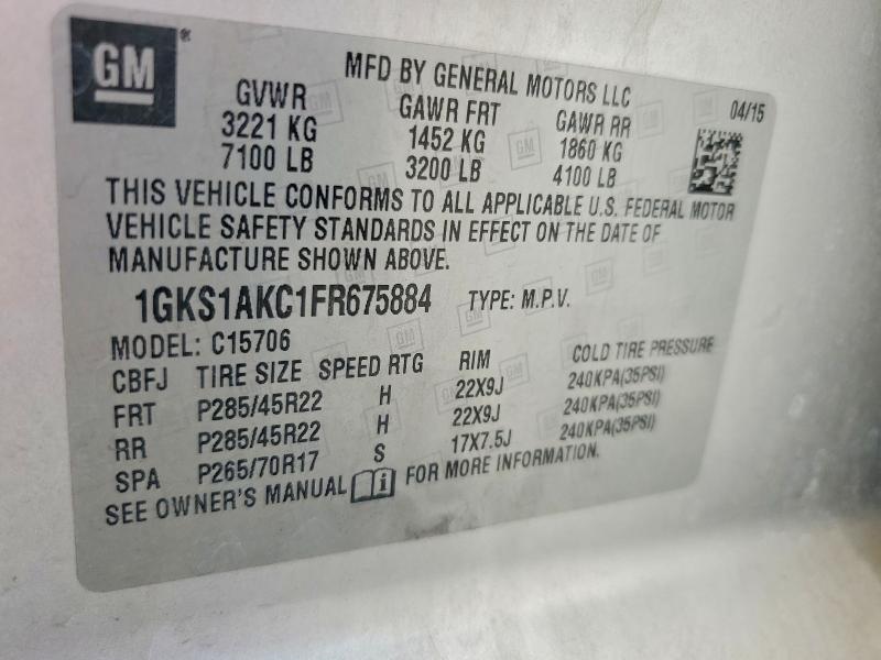 Продаж на аукціоні авто 2015 Gmc Yukon, vin: 1GKS1AKC1FR675884, номер лоту: 63439286