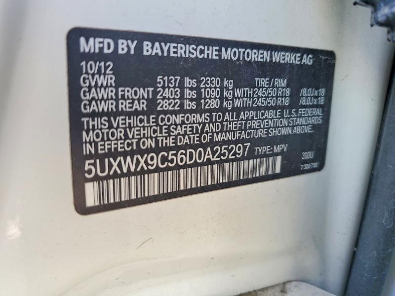 Aukcja sprzedaży 2013 Bmw X3, vin: 5UXWX9C56D0A25297, numer aukcji: 65406956