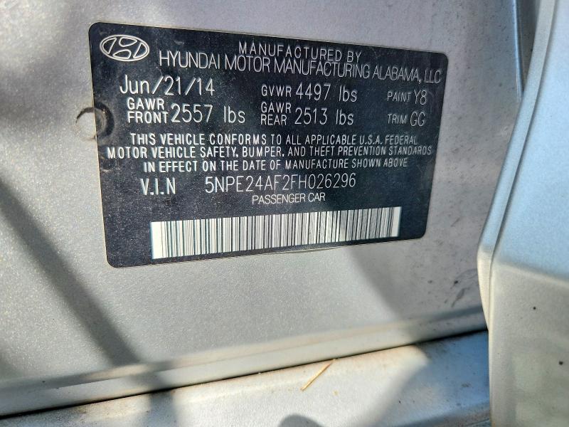 2015 Hyundai Sonata მანქანა იყიდება აუქციონზე, vin: 5NPE24AF2FH026296, აუქციონის ნომერი: 66214866