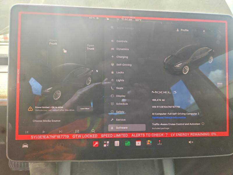 2022 Tesla Model 3 მანქანა იყიდება აუქციონზე, vin: 5YJ3E1EA7NF187719, აუქციონის ნომერი: 63419806