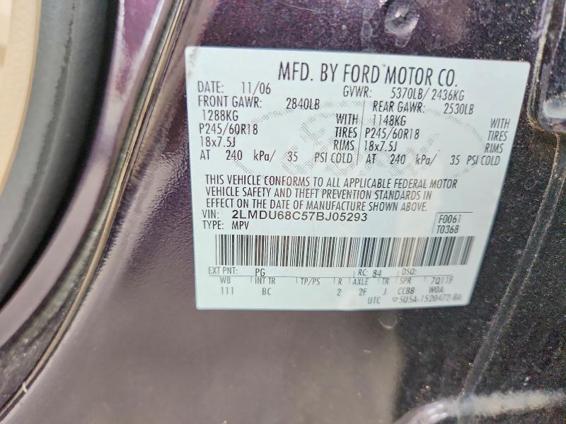 Aukcja sprzedaży 2007 Lincoln Mkx, vin: 2LMDU68C57BJ05293, numer aukcji: 65923876