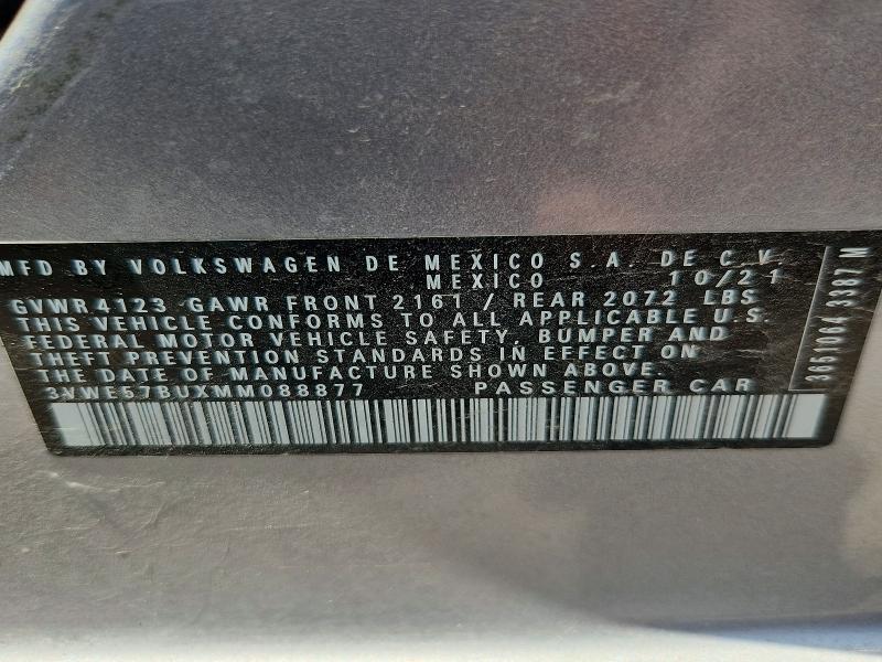 Продаж на аукціоні авто 2021 Volkswagen Jetta, vin: 3VWE57BUXMM088877, номер лоту: 64067946