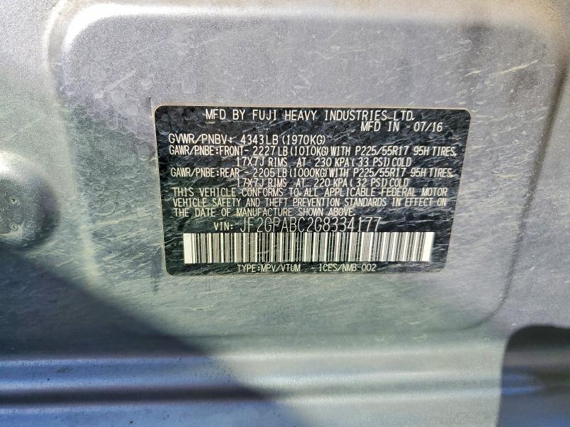 Продажа на аукционе авто 2016 Subaru Crosstrek, vin: JF2GPABC2G8334177, номер лота: 65017916