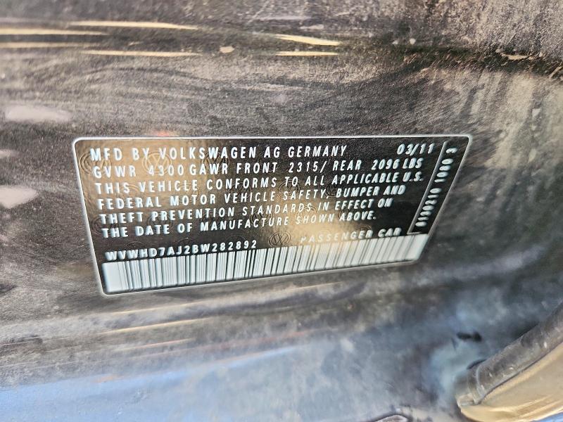 2011 Volkswagen Gti მანქანა იყიდება აუქციონზე, vin: WVWHD7AJ2BW282892, აუქციონის ნომერი: 65150616