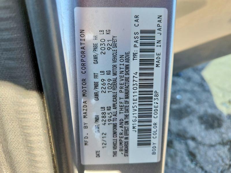 63187546 :رقم المزاد ، JM1GJ1V51E1103774 vin ، 2014 Mazda 6 مزاد بيع