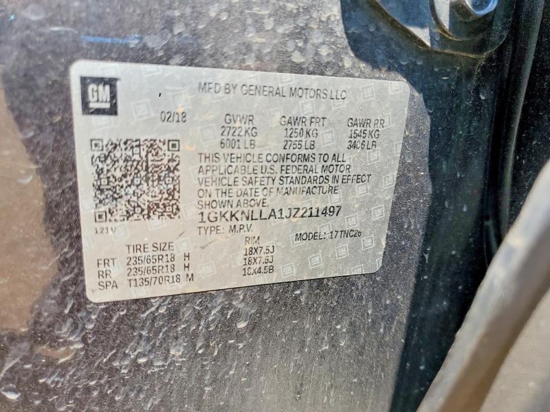 63732236 :رقم المزاد ، 1GKKNLLA1JZ211497 vin ، 2018 Gmc Acadia مزاد بيع