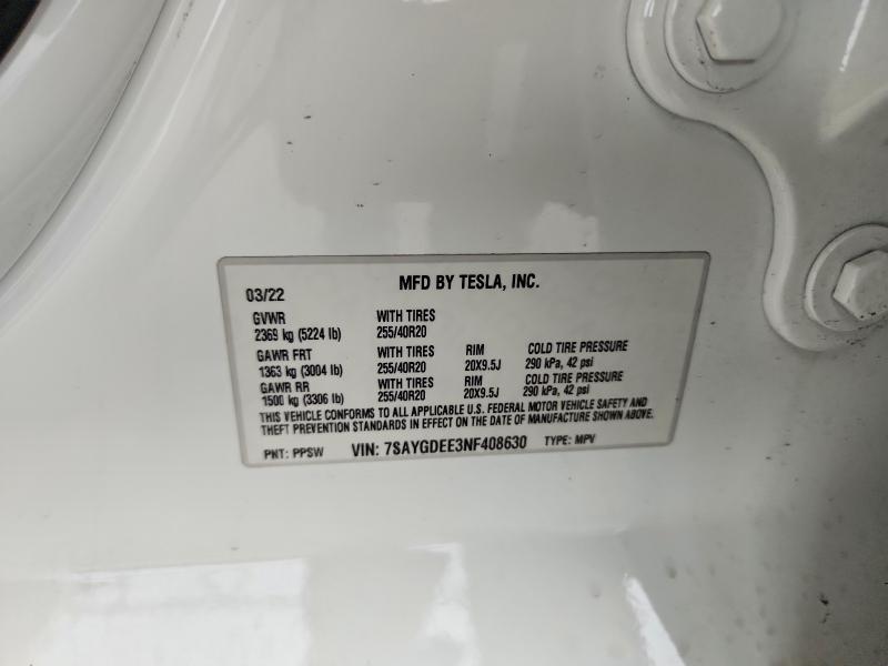 Aukcja sprzedaży 2022 Tesla Model Y, vin: 7SAYGDEE3NF408630, numer aukcji: 61733156