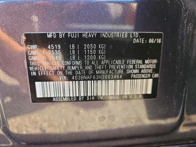 Aukcja sprzedaży 2017 Subaru Legacy, vin: 4S3BNAF63H3003464, numer aukcji: 66035976