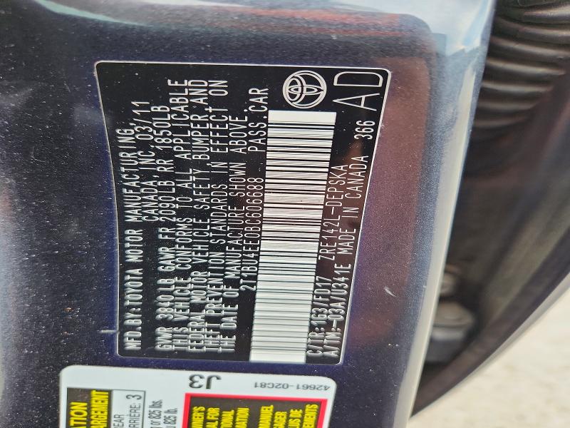 64115116 :رقم المزاد ، 2T1BU4EE0BC606688 vin ، 2011 Toyota Corolla مزاد بيع