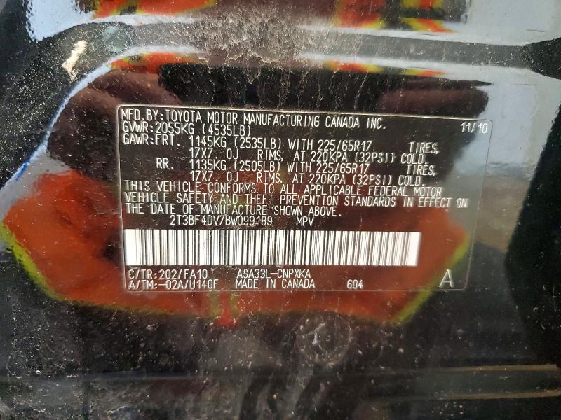 Продаж на аукціоні авто 2011 Toyota Rav4, vin: 2T3BF4DV7BW099189, номер лоту: 65123976