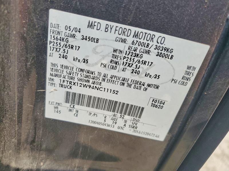 Продажа на аукционе авто 2004 Ford F150, vin: 1FTRX12W94NC11152, номер лота: 64593956