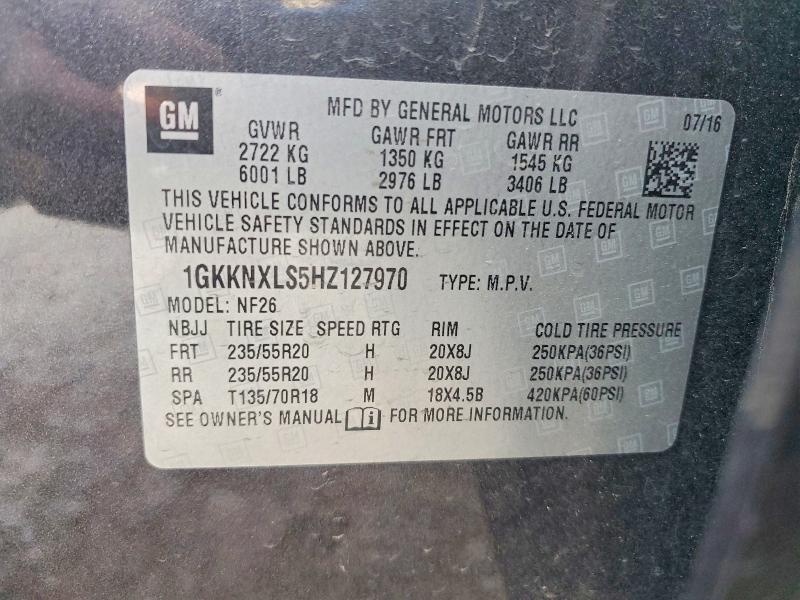 Aukcja sprzedaży 2017 Gmc Acadia, vin: 1GKKNXLS5HZ127970, numer aukcji: 63411586