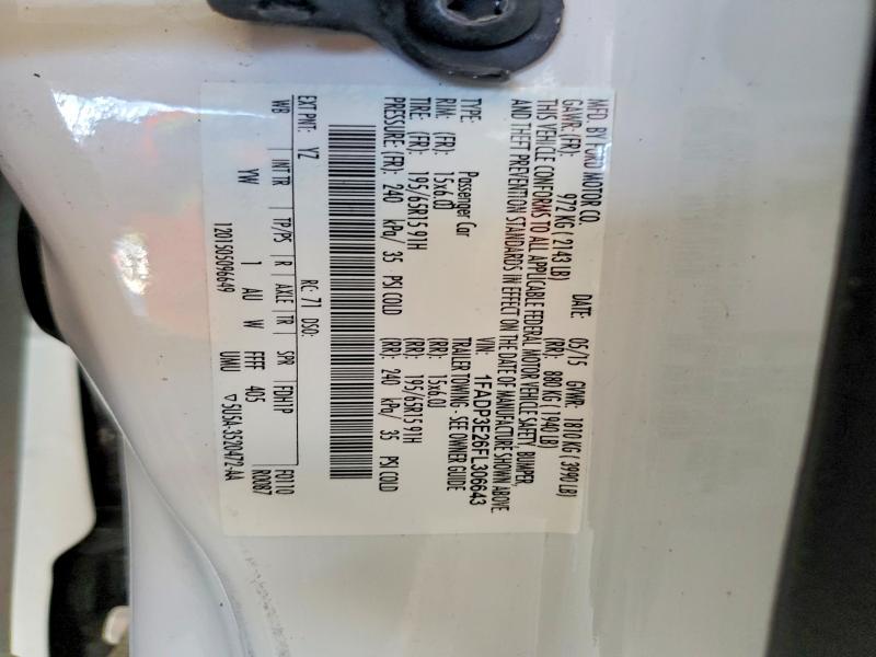 2015 Ford Focus მანქანა იყიდება აუქციონზე, vin: 1FADP3E26FL306643, აუქციონის ნომერი: 63257066