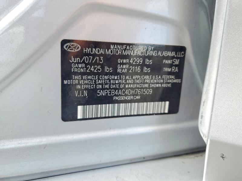 2013 Hyundai Sonata მანქანა იყიდება აუქციონზე, vin: 5NPEB4AC4DH761509, აუქციონის ნომერი: 66060666
