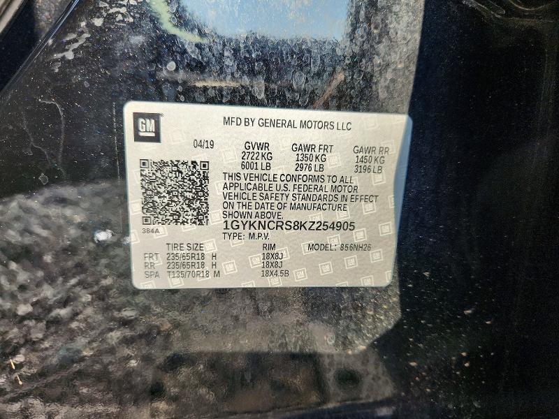2019 Cadillac Xt5 მანქანა იყიდება აუქციონზე, vin: 1GYKNCRS8KZ254905, აუქციონის ნომერი: 63845376