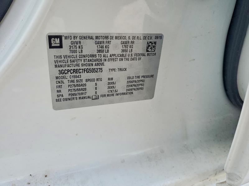 Продаж на аукціоні авто 2015 Chevrolet Silverado, vin: 3GCPCREC7FG505275, номер лоту: 65803476