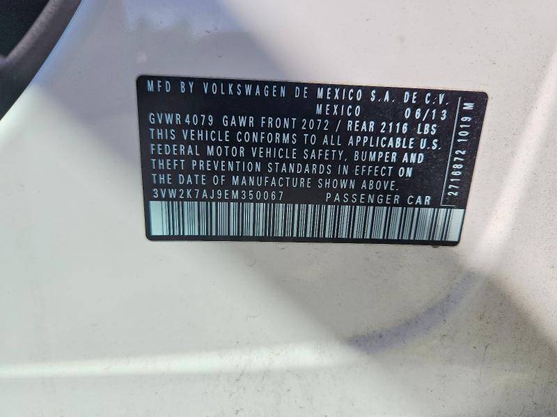 2014 Volkswagen Jetta მანქანა იყიდება აუქციონზე, vin: 3VW2K7AJ9EM350067, აუქციონის ნომერი: 63948466
