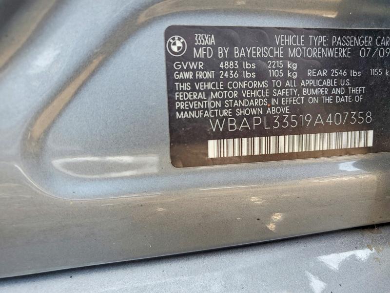 Aukcja sprzedaży 2009 Bmw 335, vin: WBAPL33519A407358, numer aukcji: 64887866