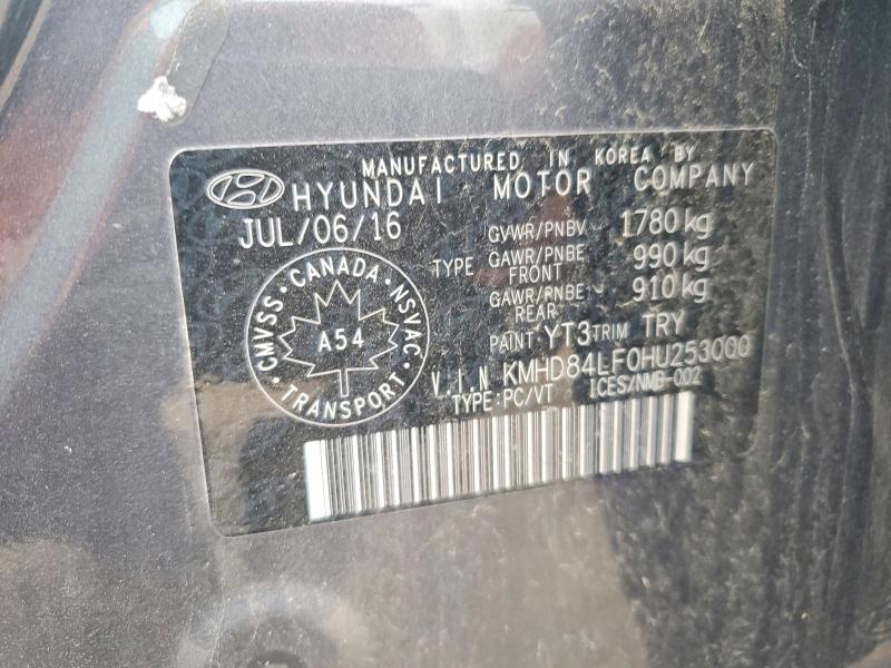 62520726 :رقم المزاد ، KMHD84LF0HU253000 vin ، 2017 Hyundai Elantra مزاد بيع