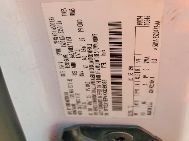 Aukcja sprzedaży 2019 Ford F150, vin: 1FTEX1EP4KKD89388, numer aukcji: 63934326
