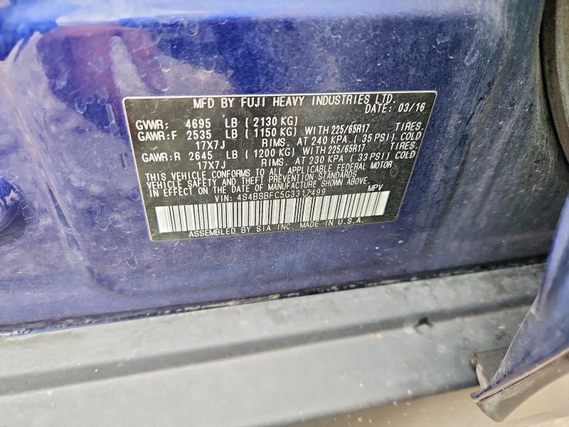 Продажа на аукционе авто 2016 Subaru Outback, vin: 4S4BSBFC5G3317499, номер лота: 64949206