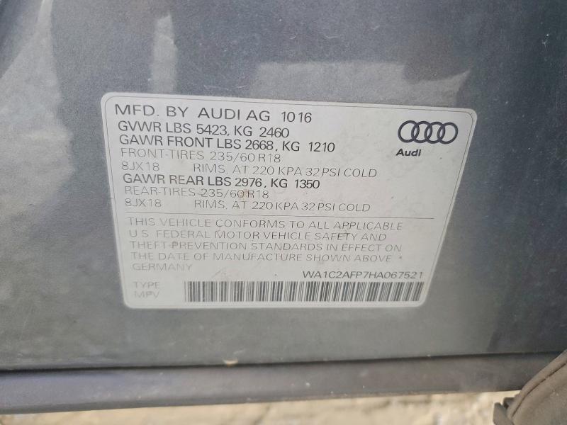 Aukcja sprzedaży 2017 Audi Q5, vin: WA1C2AFP7HA067521, numer aukcji: 67238436